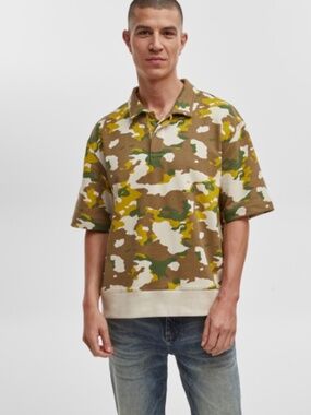 Mode of One Men's Relaxed-Fit French Terry Polo, SIZE L NWT